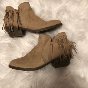 American Eagle Tan Fringe Booties